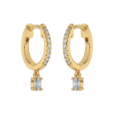 Oval Lab Diamond Drop Huggie Earrings