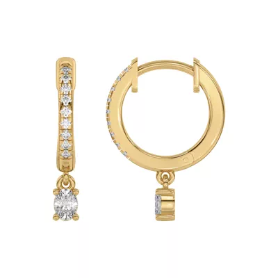 Oval Lab Diamond Drop Huggie Earrings
