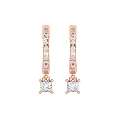 Princess-Cut Lab Diamond Drop Huggie Earrings