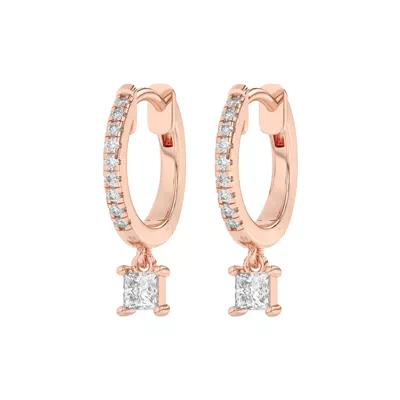 Princess-Cut Lab Diamond Drop Huggie Earrings