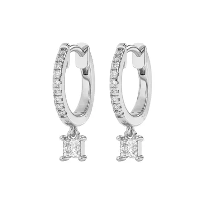 Princess-Cut Lab Diamond Drop Huggie Earrings