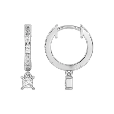 Princess-Cut Lab Diamond Drop Huggie Earrings