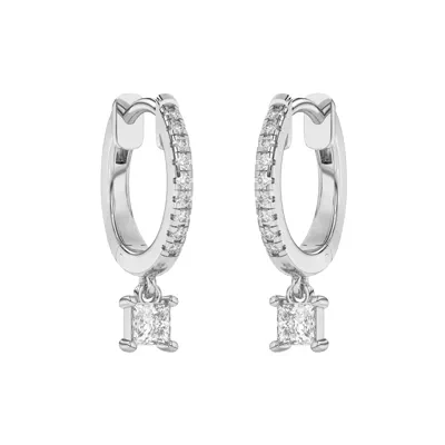 Princess-Cut Lab Diamond Drop Huggie Earrings
