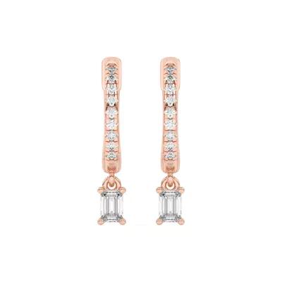 Emerald-Cut Lab Diamond Drop Huggie Earrings
