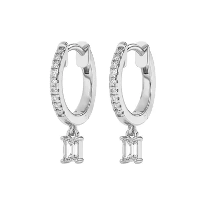 Emerald-Cut Lab Diamond Drop Huggie Earrings