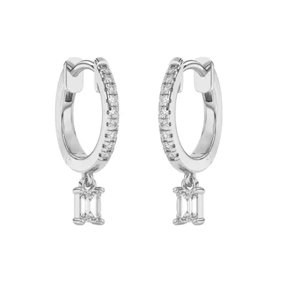 Emerald-Cut Lab Diamond Drop Huggie Earrings