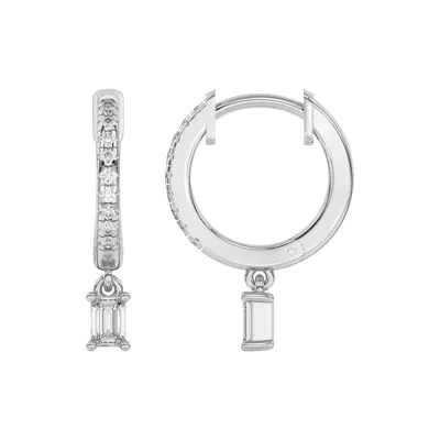Emerald-Cut Lab Diamond Drop Huggie Earrings