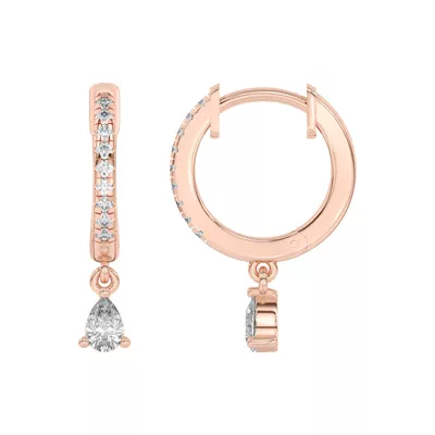 Pear-Shaped Lab Diamond Drop Huggie Earrings