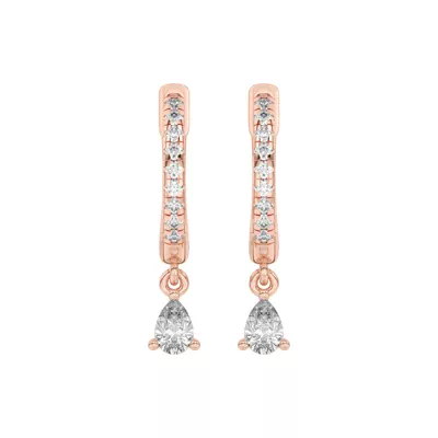 Pear-Shaped Lab Diamond Drop Huggie Earrings