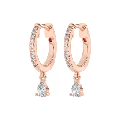 Pear-Shaped Lab Diamond Drop Huggie Earrings