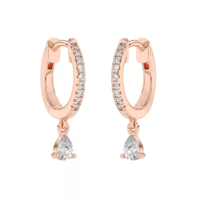 Pear-Shaped Lab Diamond Drop Huggie Earrings