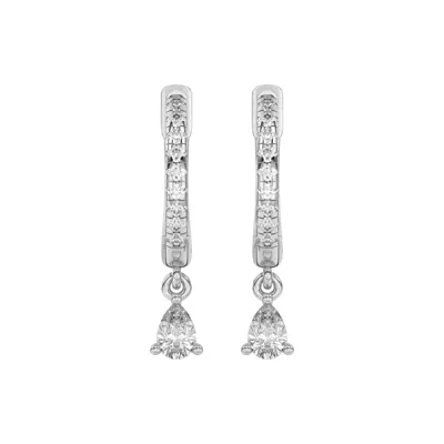 Pear-Shaped Lab Diamond Drop Huggie Earrings