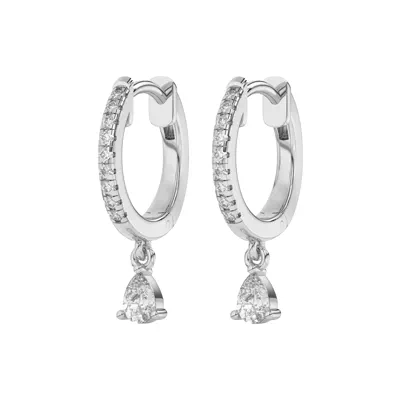 Pear-Shaped Lab Diamond Drop Huggie Earrings