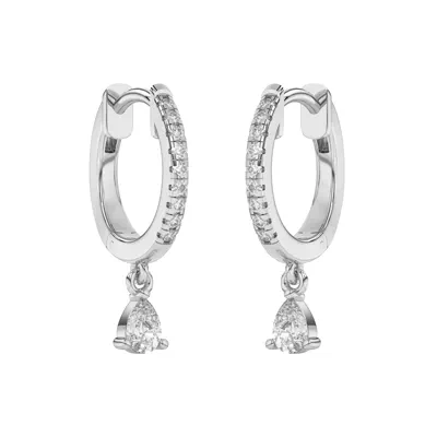 Pear-Shaped Lab Diamond Drop Huggie Earrings