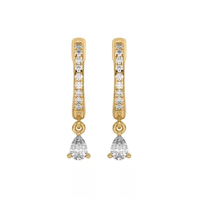 Pear-Shaped Lab Diamond Drop Huggie Earrings