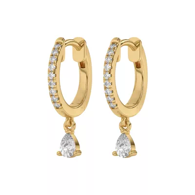 Pear-Shaped Lab Diamond Drop Huggie Earrings