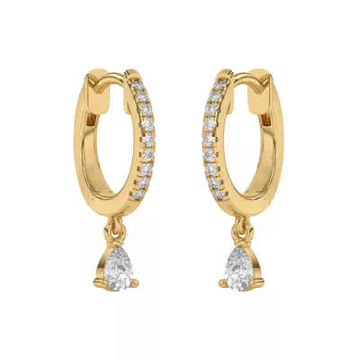 Pear-Shaped Lab Diamond Drop Huggie Earrings