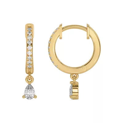 Pear-Shaped Lab Diamond Drop Huggie Earrings