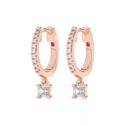 Asscher-Cut Lab Diamond Drop Huggie Earrings