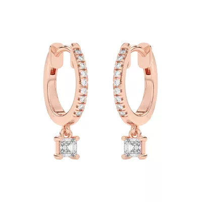 Asscher-Cut Lab Diamond Drop Huggie Earrings