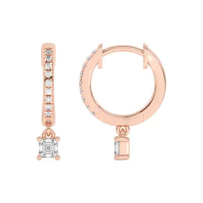 Asscher-Cut Lab Diamond Drop Huggie Earrings