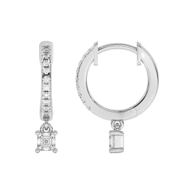 Asscher-Cut Lab Diamond Drop Huggie Earrings