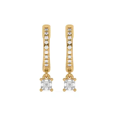 Asscher-Cut Lab Diamond Drop Huggie Earrings