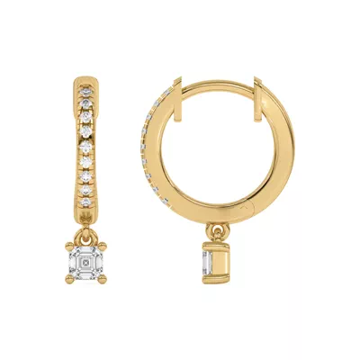 Asscher-Cut Lab Diamond Drop Huggie Earrings