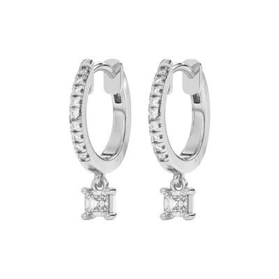 Asscher-Cut Lab Diamond Drop Huggie Earrings