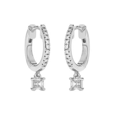 Asscher-Cut Lab Diamond Drop Huggie Earrings