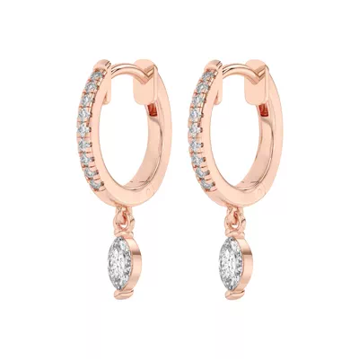 Marquise Lab Diamond Drop Huggie Earrings