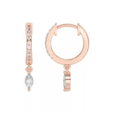 Marquise Lab Diamond Drop Huggie Earrings