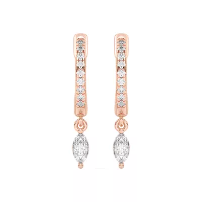 Marquise Lab Diamond Drop Huggie Earrings