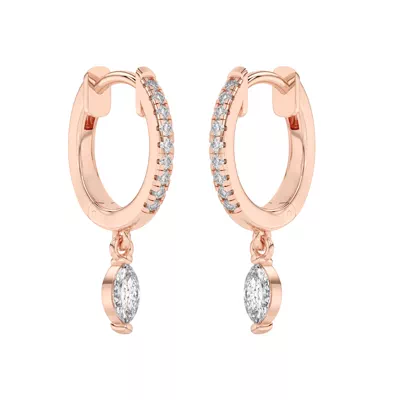 Marquise Lab Diamond Drop Huggie Earrings