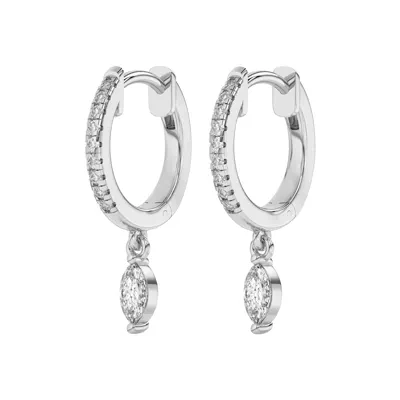 Marquise Lab Diamond Drop Huggie Earrings