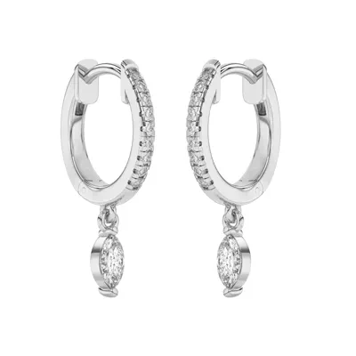 Marquise Lab Diamond Drop Huggie Earrings