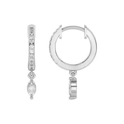 Marquise Lab Diamond Drop Huggie Earrings