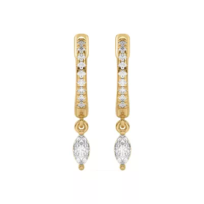 Marquise Lab Diamond Drop Huggie Earrings