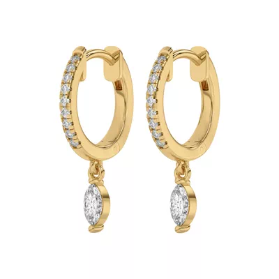 Marquise Lab Diamond Drop Huggie Earrings