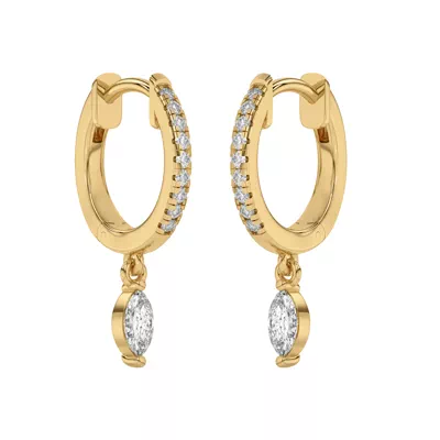 Marquise Lab Diamond Drop Huggie Earrings