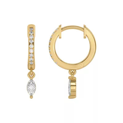 Marquise Lab Diamond Drop Huggie Earrings