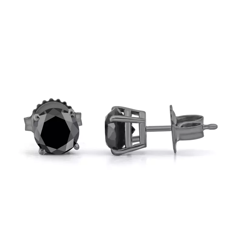 14K White Gold Black Diamond Earrings With Black Rhodium Plating (2.00ct. tw.)