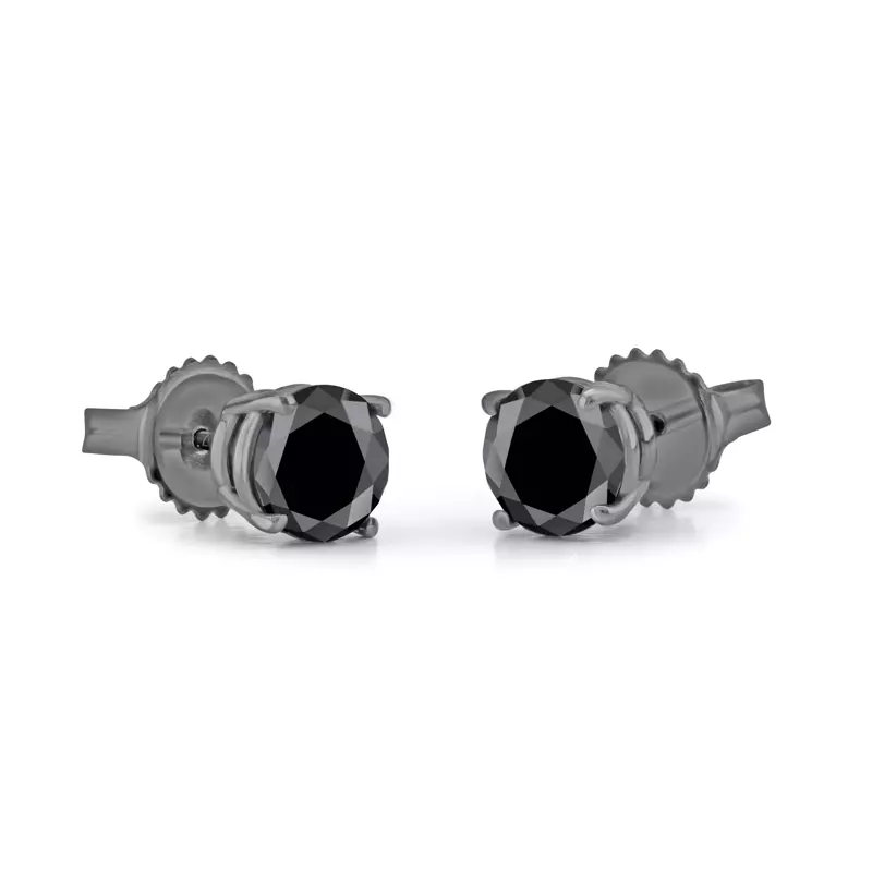 14K White Gold Black Diamond Earrings With Black Rhodium Plating (2.00ct. tw.)