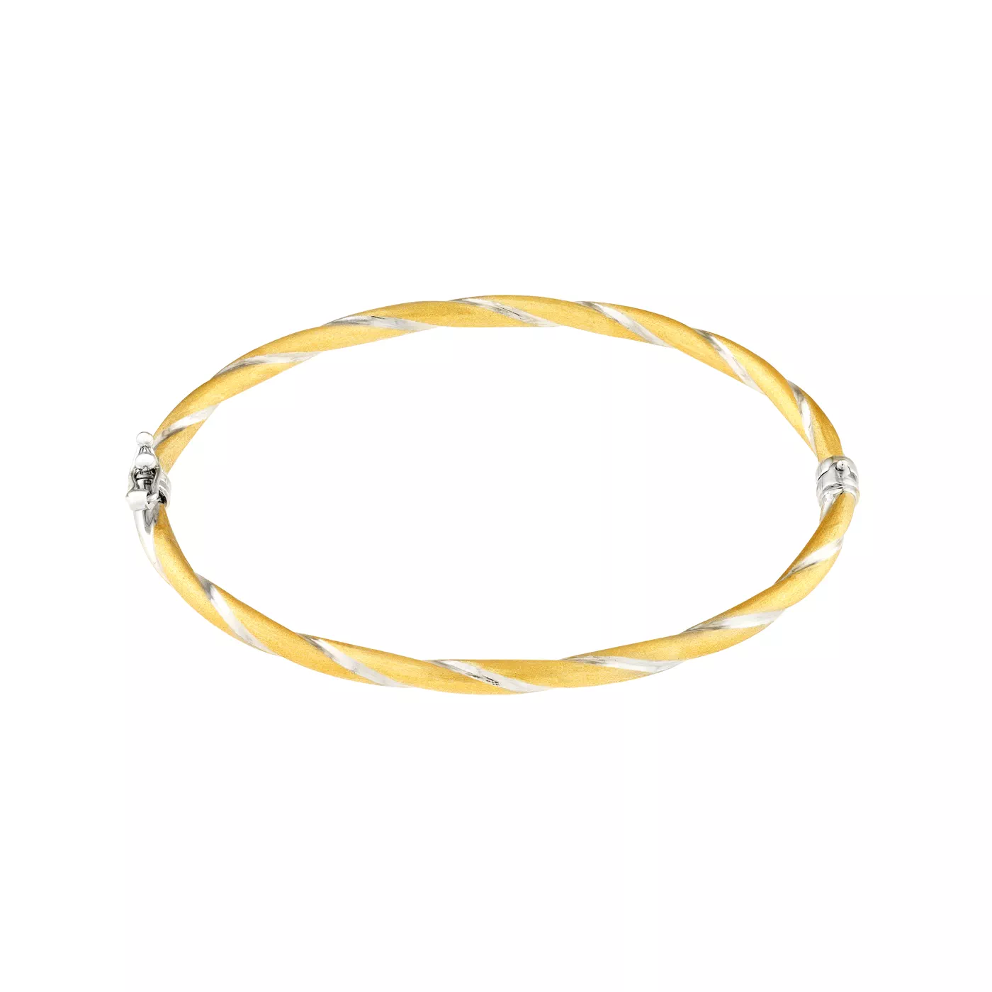 Two-Tone Twisted Brush Gold Bangle