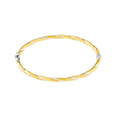 Two-Tone Twisted Brush Gold Bangle