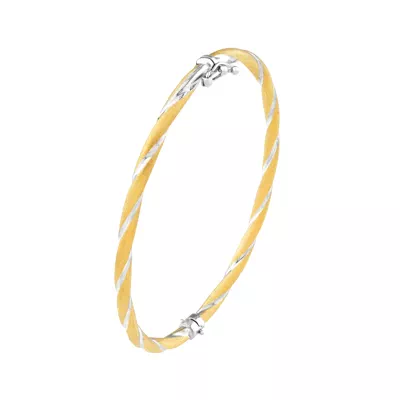 Two-Tone Twisted Brush Gold Bangle