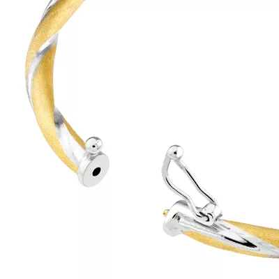 Two-Tone Twisted Brush Gold Bangle
