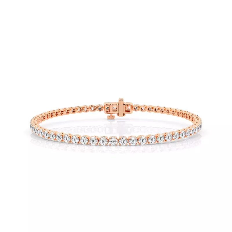 14K Rose Gold Four-Prong Lab Diamond Tennis Bracelet (3 ct tw)