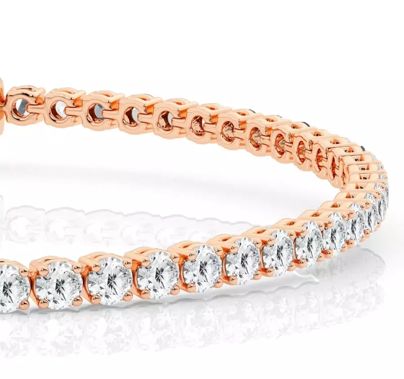 14K Rose Gold Four-Prong Lab Diamond Tennis Bracelet (3 ct tw)