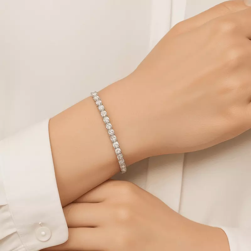 14K White Gold Four-Prong Lab Diamond Tennis Bracelet (7 ct. tw.)